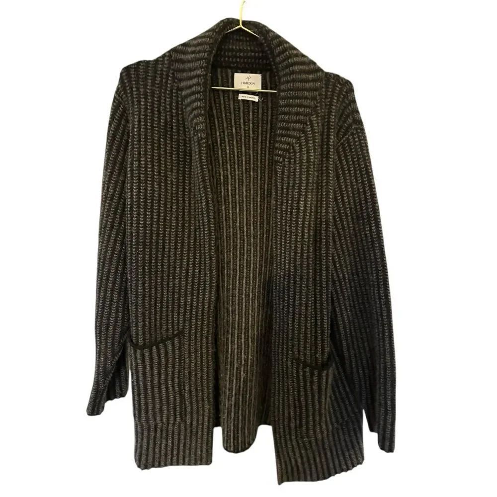 Harden | Made in America Black Gray Cashmere Pocket Cardigan Bardigan | M